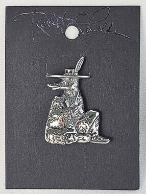 Robert Shields Coyote Trickster Silver Brooch Pin RARE